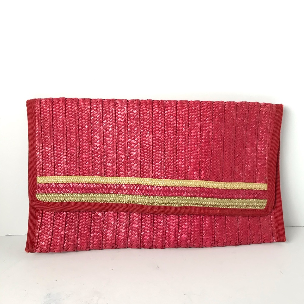 Vintage Maas Bros FL Boho Straw Woven Clutch Purse